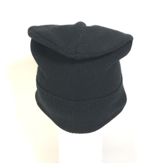 VALENTINO Knit hat Wool, Silk black VLTN logo mens Used Authentic