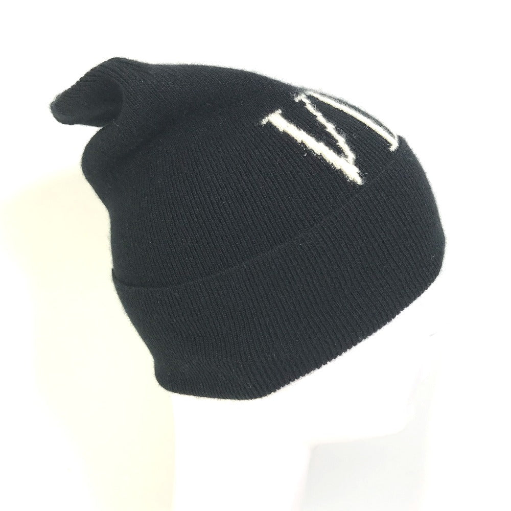 VALENTINO Knit hat Wool, Silk black VLTN logo mens Used Authentic