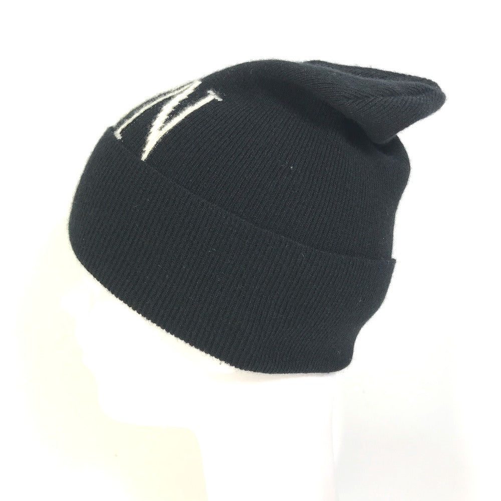 VALENTINO Knit hat Wool, Silk black VLTN logo mens Used Authentic