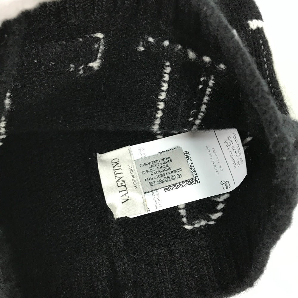 VALENTINO Knit hat Wool / cashmere black VLTN logo Balaclava mens Used Authentic