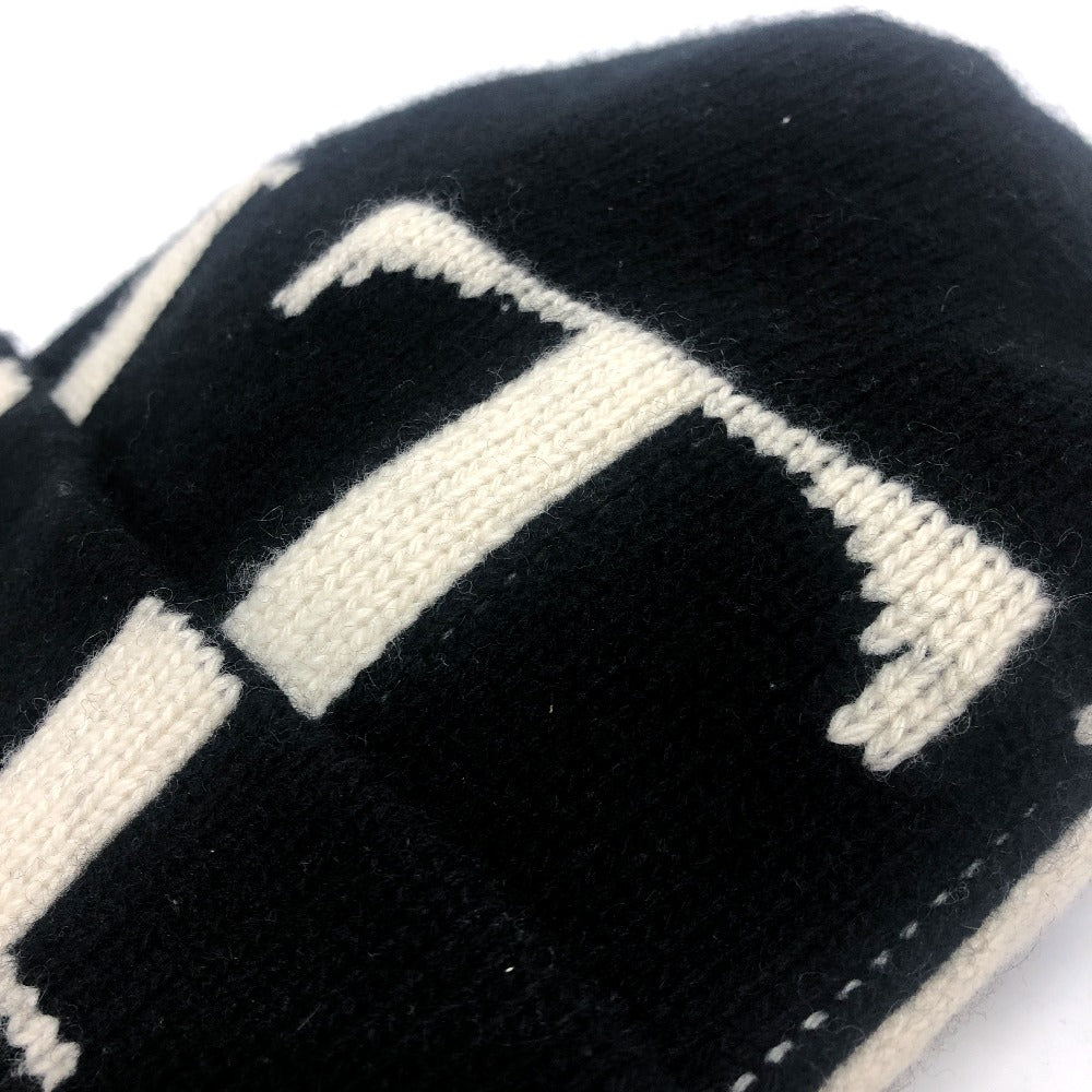 VALENTINO Knit hat wool black logo mens Used Authentic