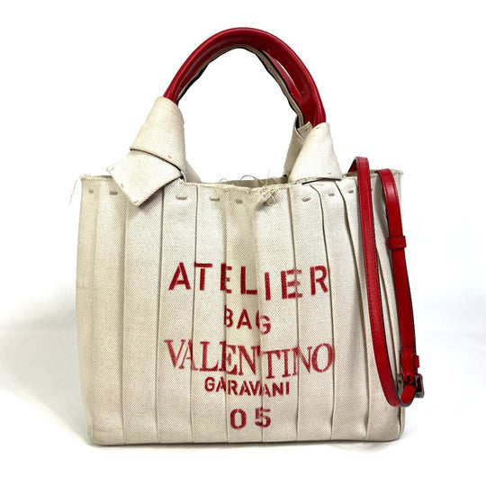 Valentino Garavani Handbag canvas Beige / red Atelier Brisse Edition