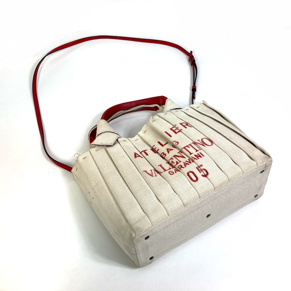 Valentino Garavani Handbag canvas Beige / red Atelier Brisse Edition