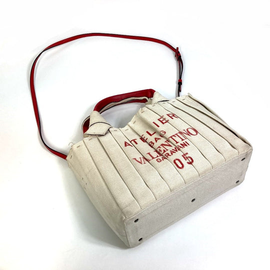 Valentino Garavani Handbag canvas Beige / red Atelier Brisse Edition