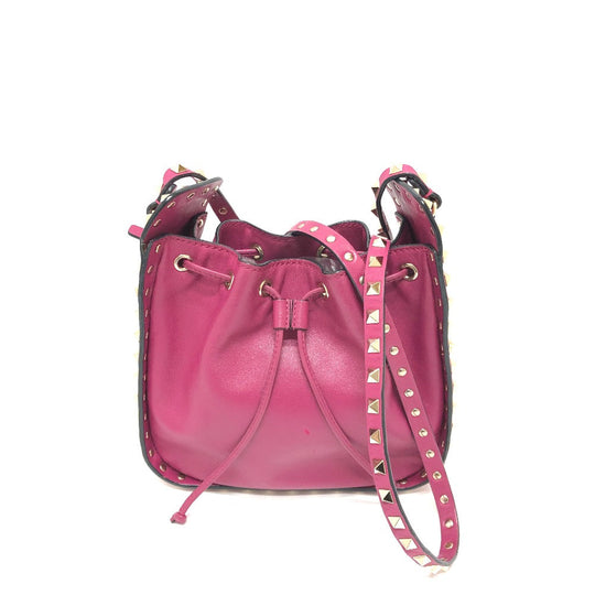Valentino Shoulder Bag leather purple Rock studs Women Used Authentic