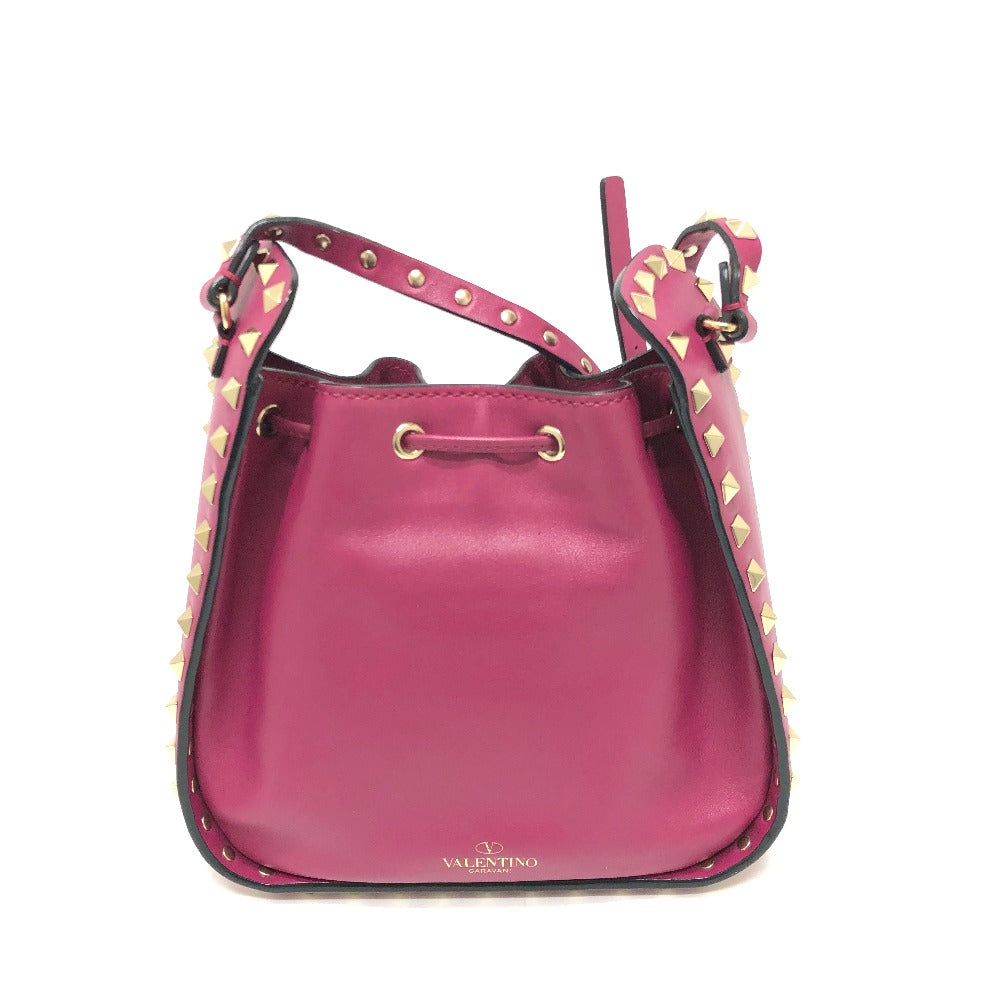 Valentino Shoulder Bag leather purple Rock studs Women Used Authentic