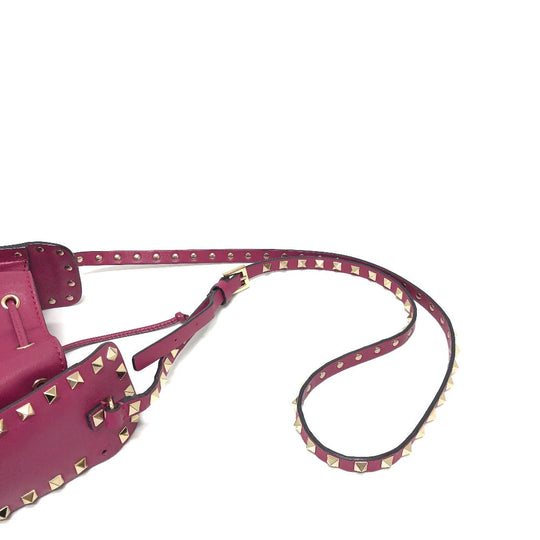 Valentino Shoulder Bag leather purple Rock studs Women Used Authentic