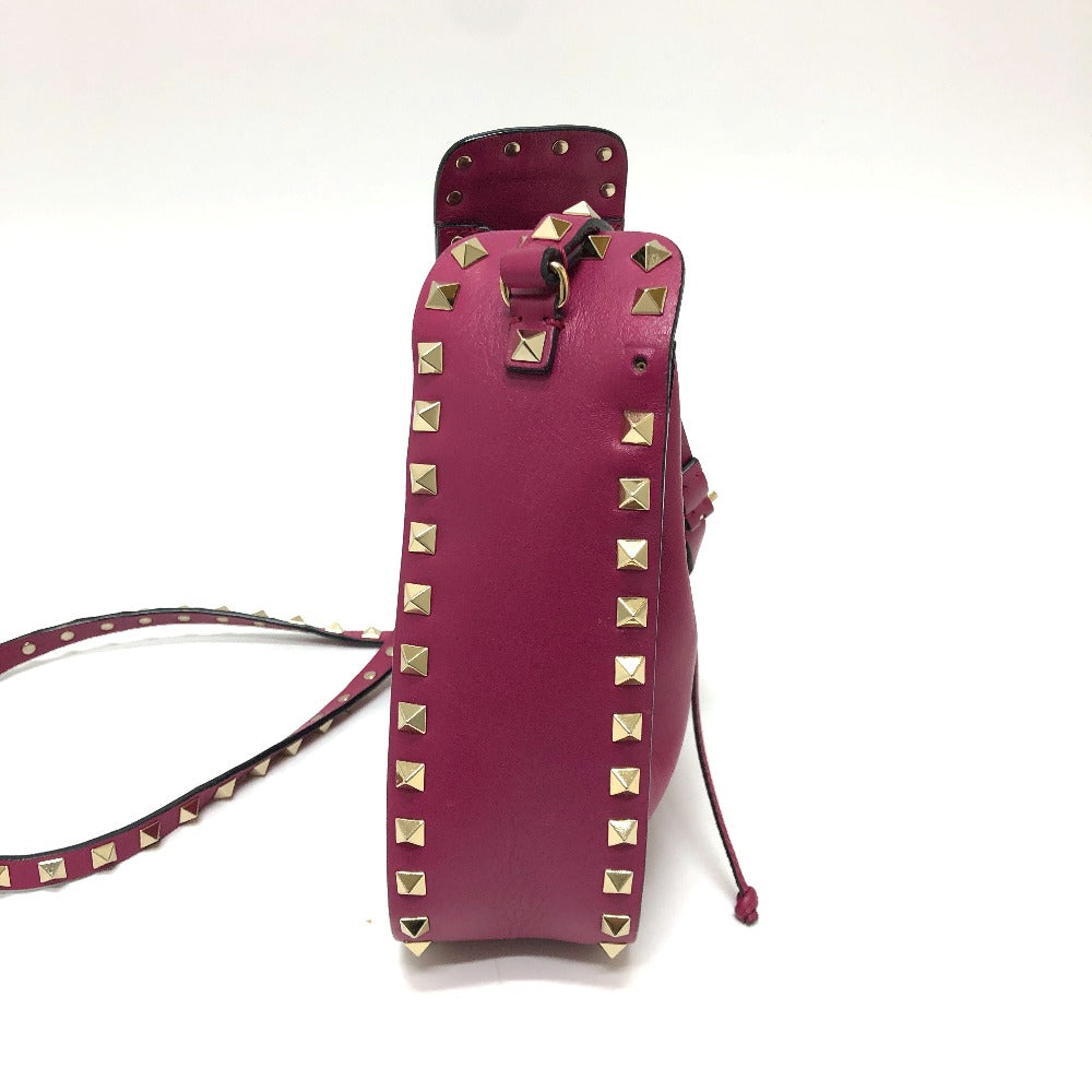Valentino Shoulder Bag leather purple Rock studs Women Used Authentic