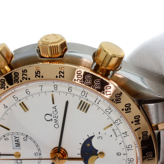 OMEGA Watches Mechanical Automatic 3336.20 Stainless Steel gold Speedmaster Triple Calendar Moonphase white dial