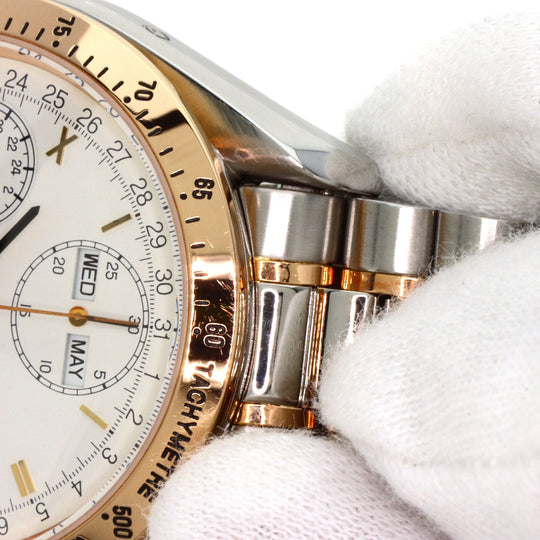 OMEGA Watches Mechanical Automatic 3336.20 Stainless Steel gold Speedmaster Triple Calendar Moonphase white dial