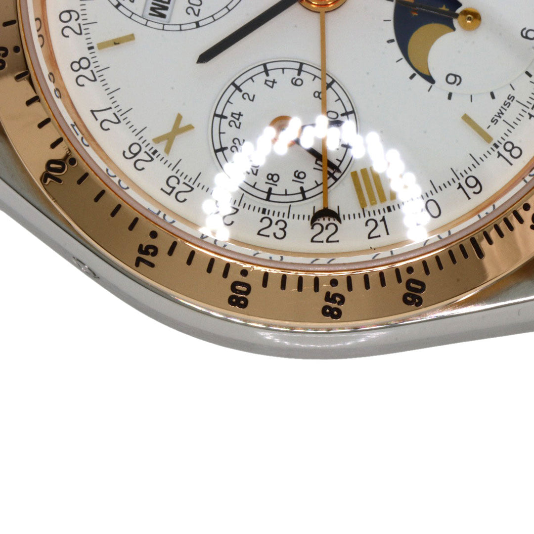 OMEGA Watches Mechanical Automatic 3336.20 Stainless Steel gold Speedmaster Triple Calendar Moonphase white dial