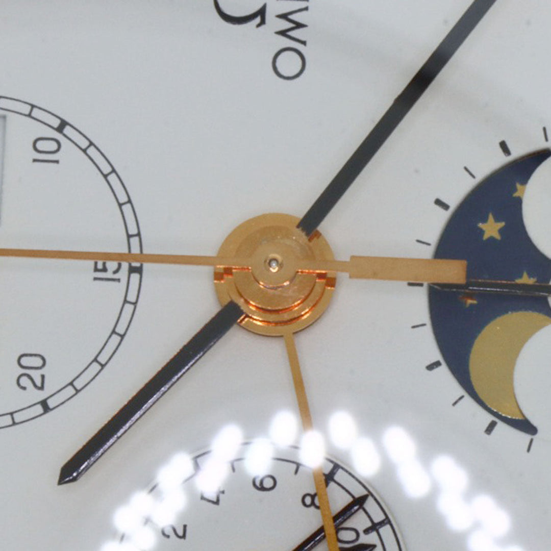 OMEGA Watches Mechanical Automatic 3336.20 Stainless Steel gold Speedmaster Triple Calendar Moonphase white dial