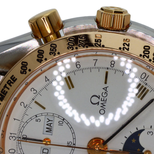 OMEGA Watches Mechanical Automatic 3336.20 Stainless Steel gold Speedmaster Triple Calendar Moonphase white dial