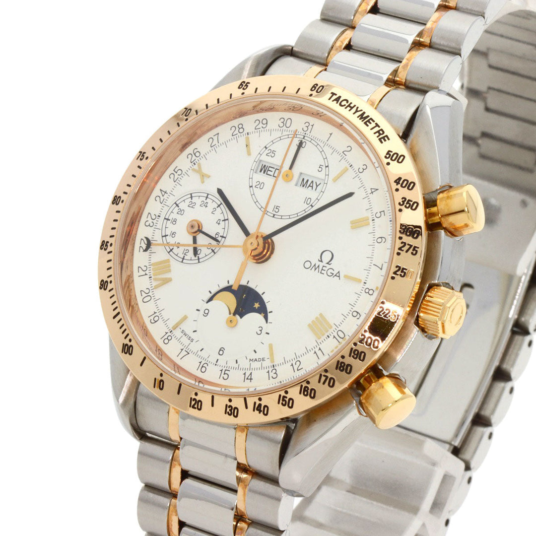 OMEGA Watches Mechanical Automatic 3336.20 Stainless Steel gold Speedmaster Triple Calendar Moonphase white dial