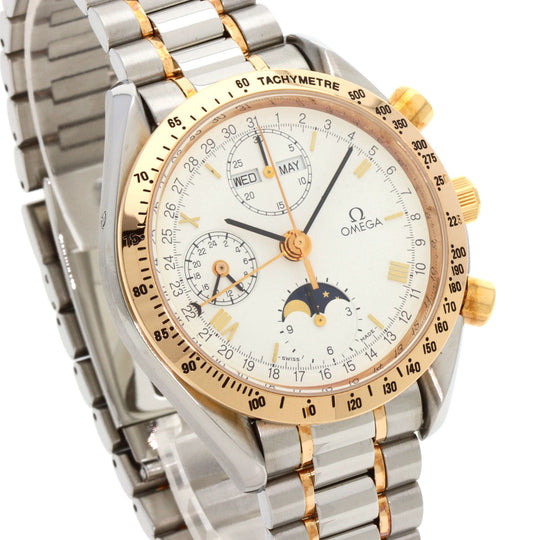 OMEGA Watches Mechanical Automatic 3336.20 Stainless Steel gold Speedmaster Triple Calendar Moonphase white dial