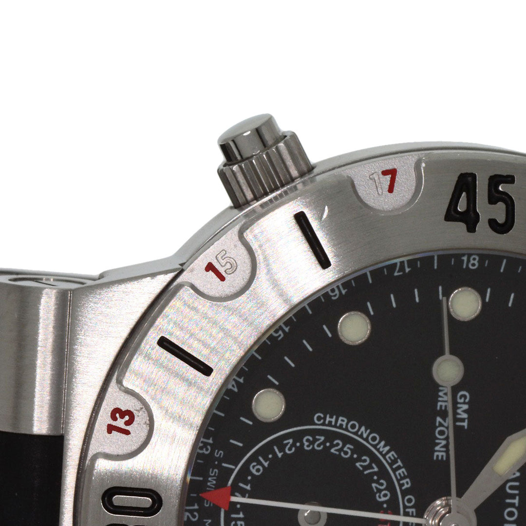 BVLGARI Watches Mechanical Automatic SD38SGMT Stainless Steel, Rubber Silver Diagono Scuba GMT black dial mens Used Authentic
