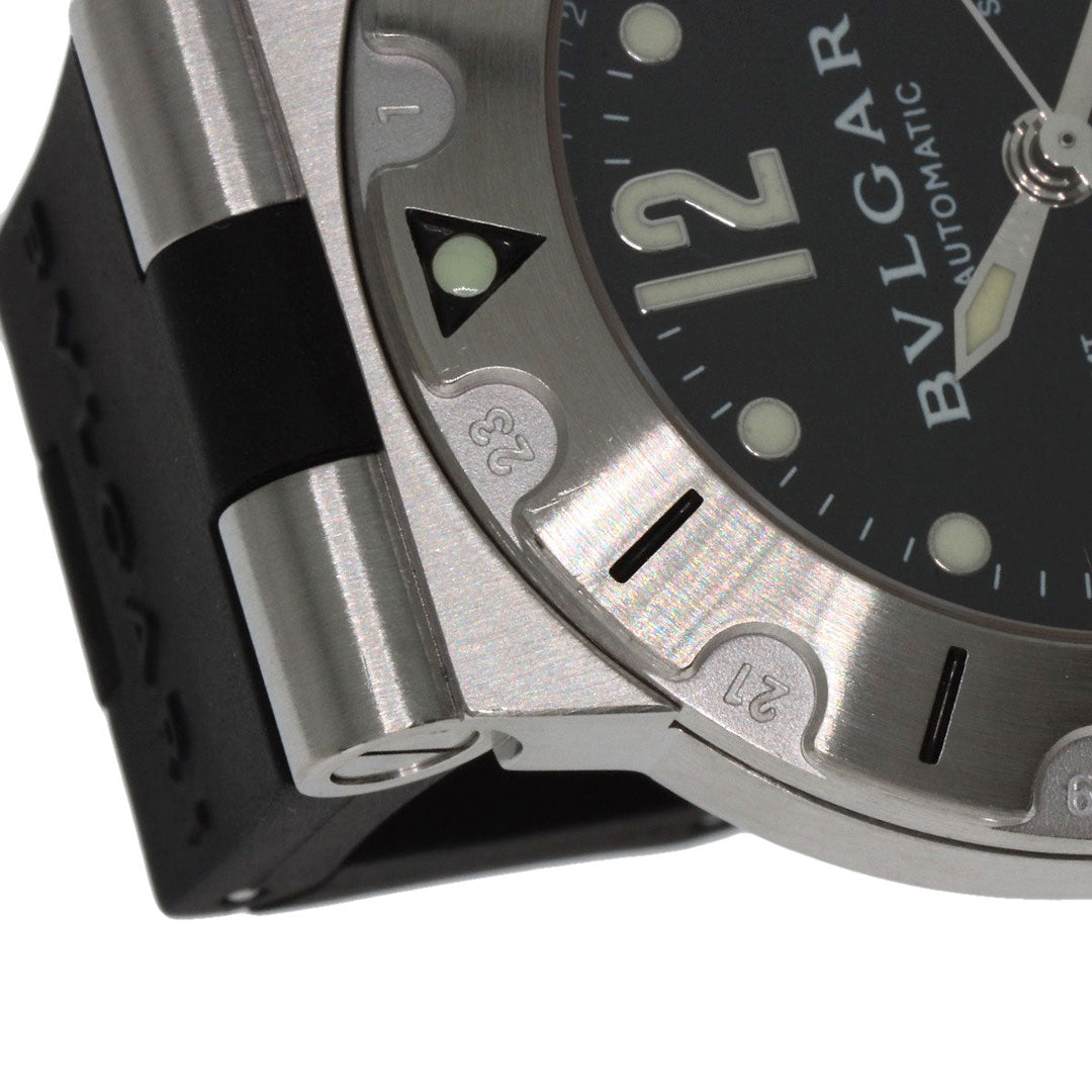 BVLGARI Watches Mechanical Automatic SD38SGMT Stainless Steel, Rubber Silver Diagono Scuba GMT black dial mens Used Authentic
