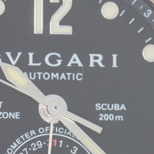 BVLGARI Watches Mechanical Automatic SD38SGMT Stainless Steel, Rubber Silver Diagono Scuba GMT black dial mens Used Authentic