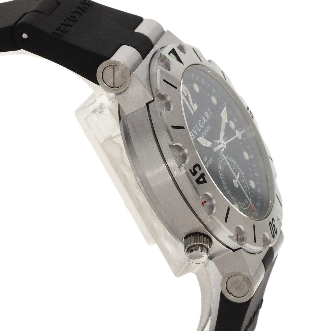 BVLGARI Watches Mechanical Automatic SD38SGMT Stainless Steel, Rubber Silver Diagono Scuba GMT black dial mens Used Authentic