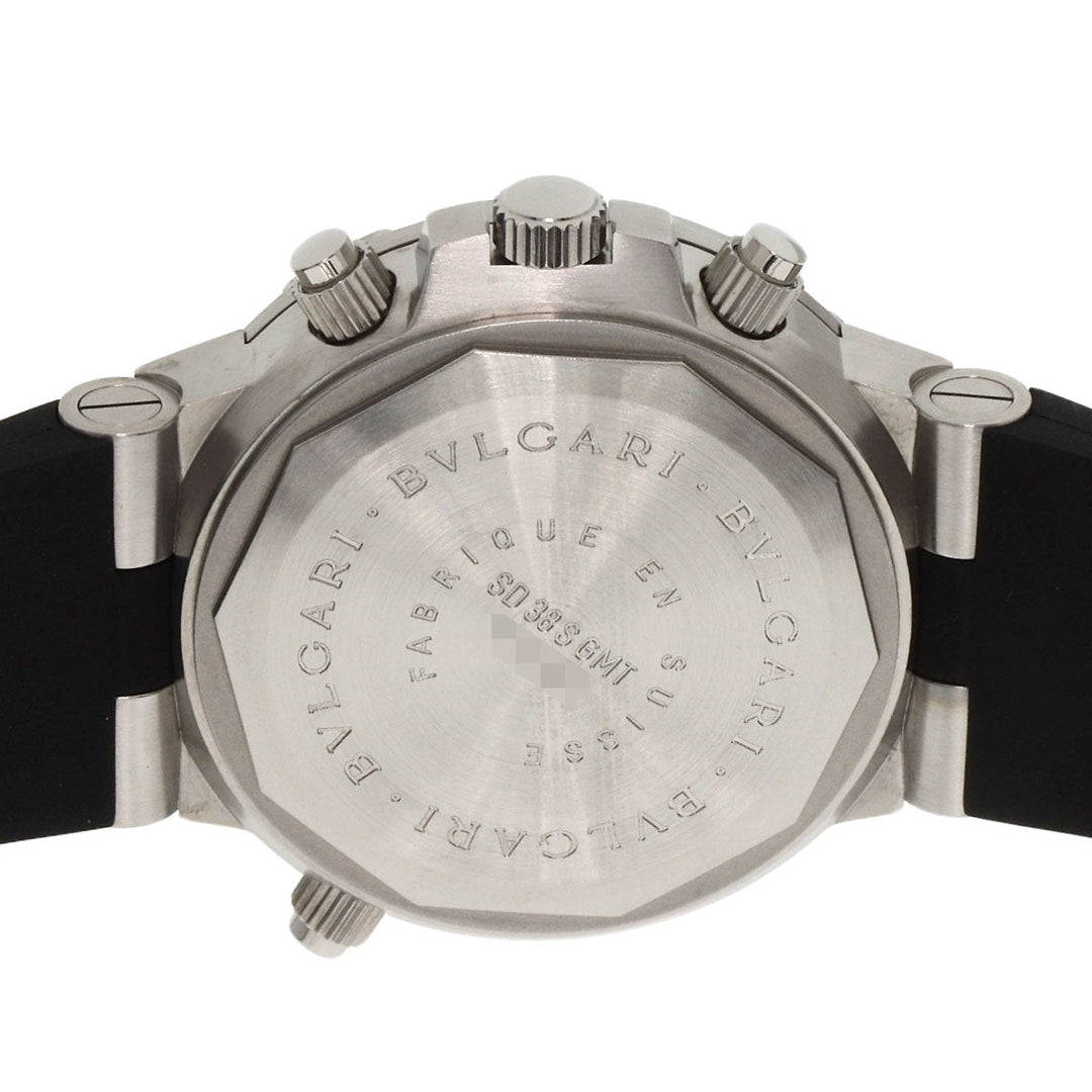 BVLGARI Watches Mechanical Automatic SD38SGMT Stainless Steel, Rubber Silver Diagono Scuba GMT black dial mens Used Authentic