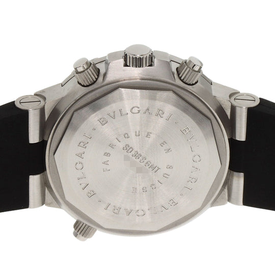 BVLGARI Watches Mechanical Automatic SD38SGMT Stainless Steel, Rubber Silver Diagono Scuba GMT black dial mens Used Authentic