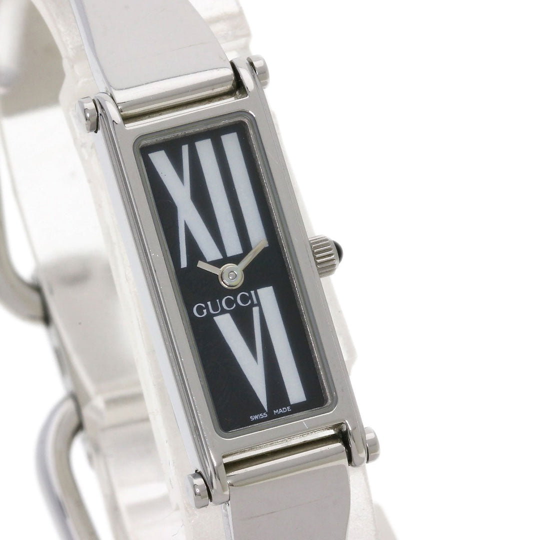 GUCCI Watches Quartz 1500L Stainless Steel , Stainless Steel Silver Square face black dial Women Used Authentic