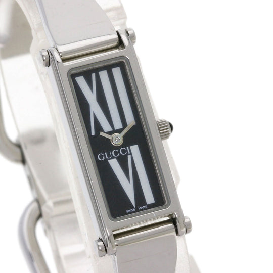 GUCCI Watches Quartz 1500L Stainless Steel , Stainless Steel Silver Square face black dial Women Used Authentic