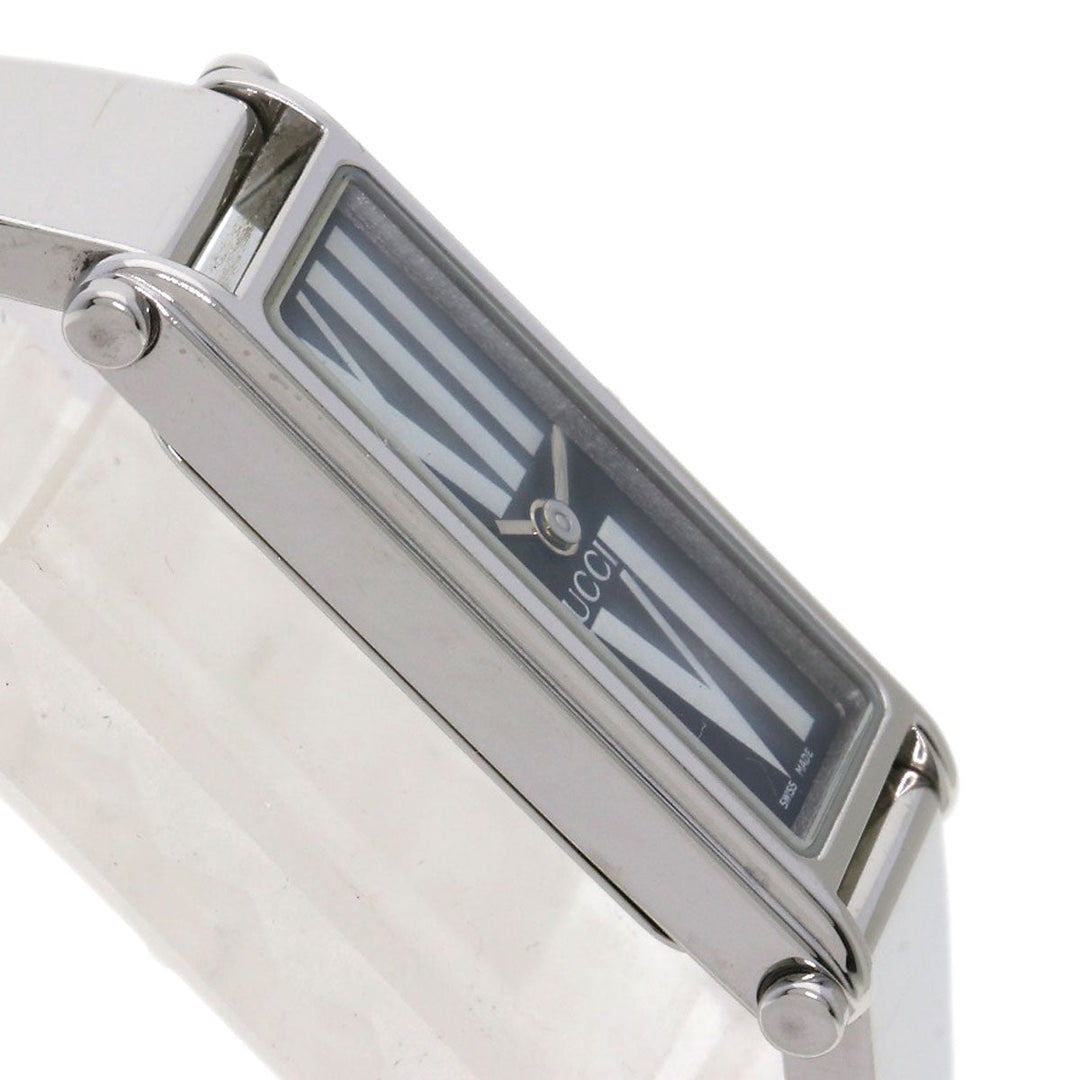 GUCCI Watches Quartz 1500L Stainless Steel , Stainless Steel Silver Square face black dial Women Used Authentic