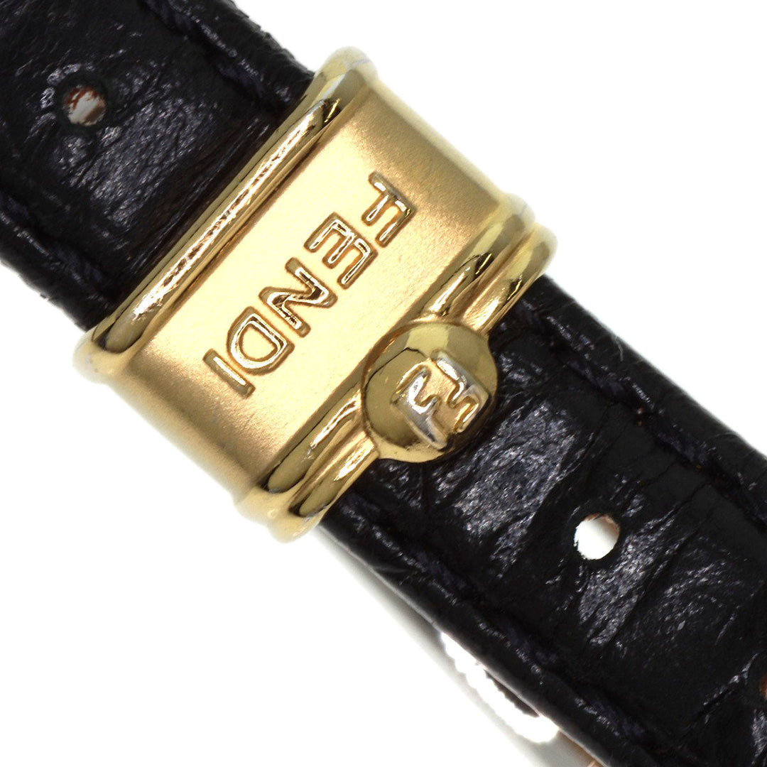 FENDI Watches Quartz 2000L Stainless Steel, Leather, Gold Plated gold Round face white dial Women Used Authentic