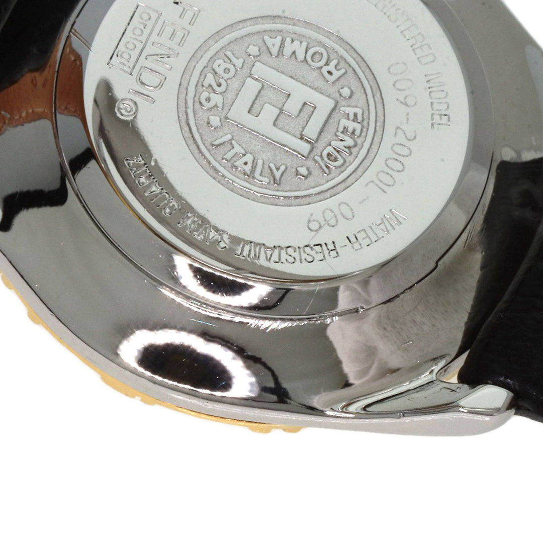 FENDI Watches Quartz 2000L Stainless Steel, Leather, Gold Plated gold Round face white dial Women Used Authentic