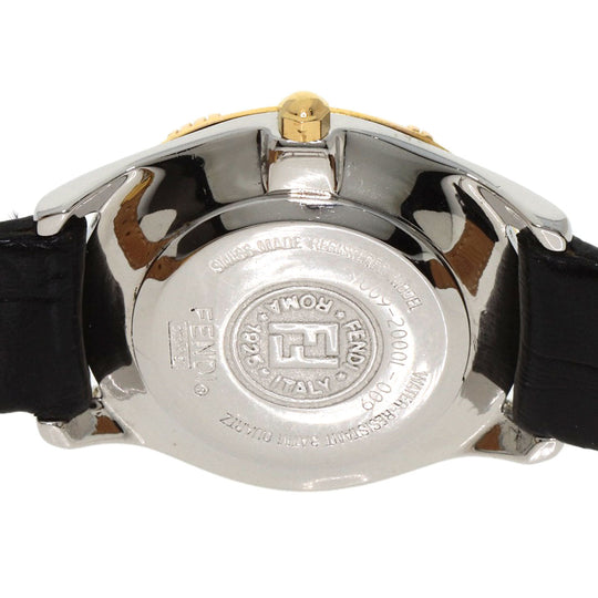FENDI Watches Quartz 2000L Stainless Steel, Leather, Gold Plated gold Round face white dial Women Used Authentic