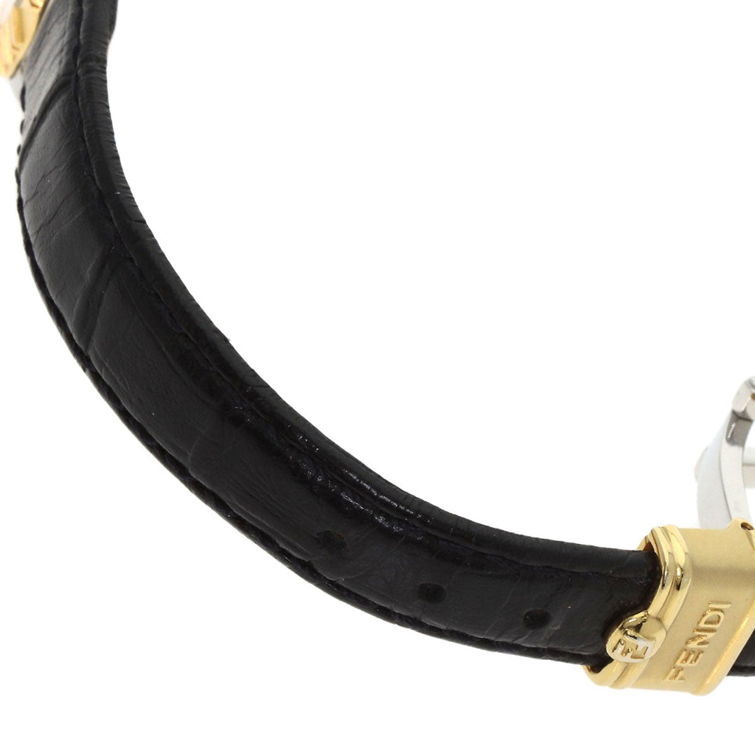 FENDI Watches Quartz 2000L Stainless Steel, Leather, Gold Plated gold Round face white dial Women Used Authentic