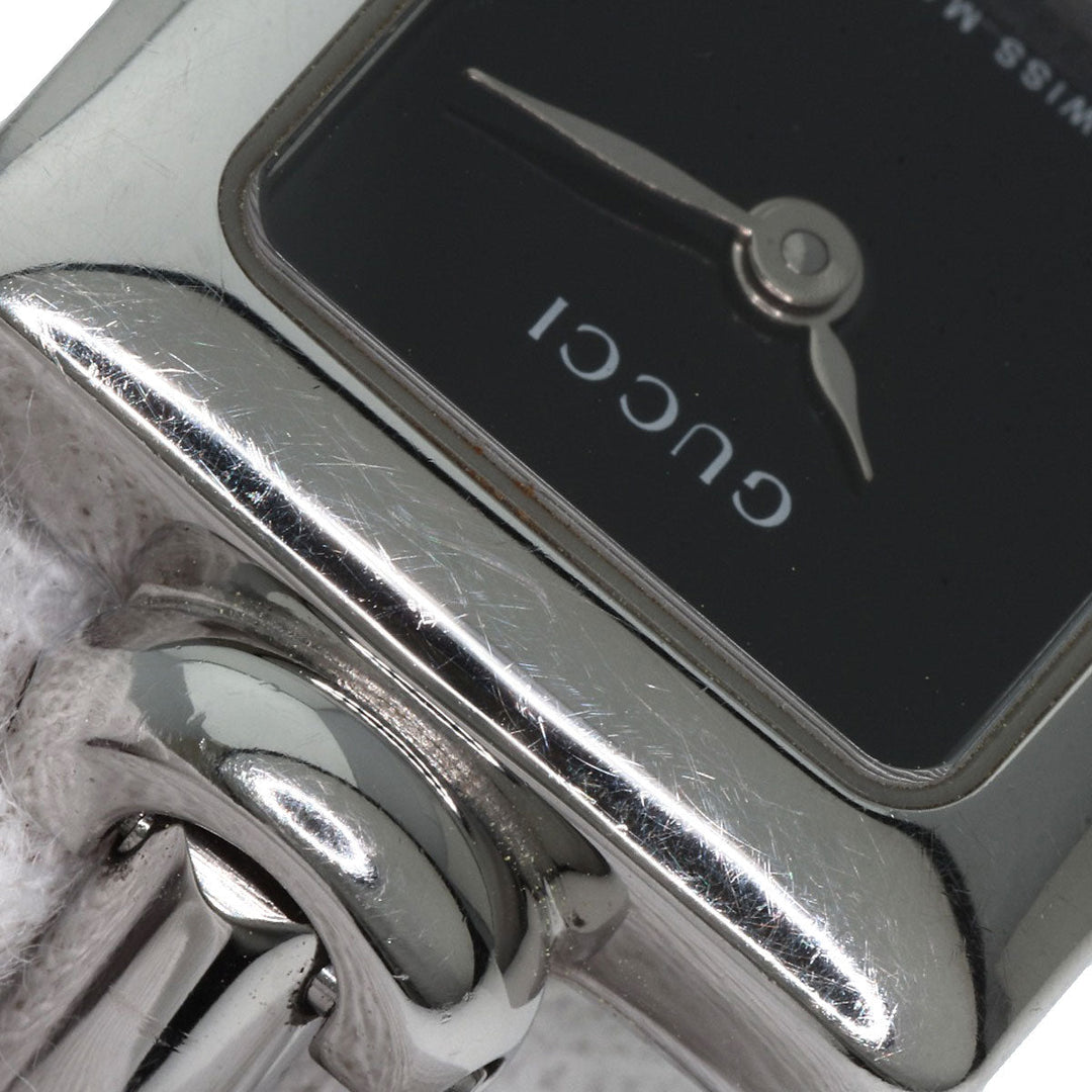 GUCCI Watches Quartz 1900L Stainless Steel , Stainless Steel Silver Square face black dial Women Used Authentic