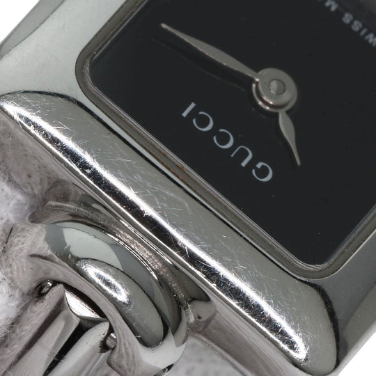 GUCCI Watches Quartz 1900L Stainless Steel , Stainless Steel Silver Square face black dial Women Used Authentic