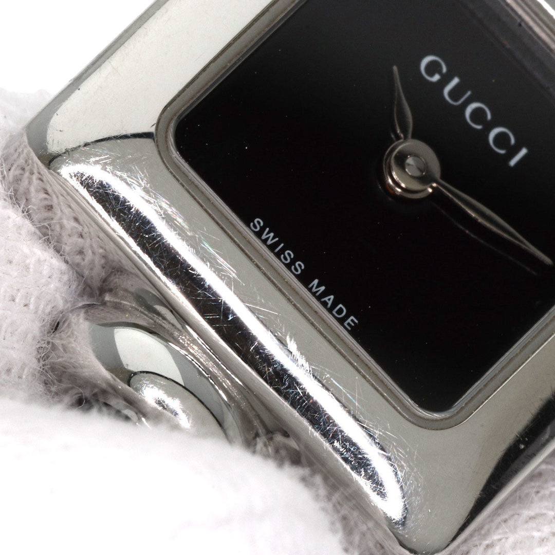 GUCCI Watches Quartz 1900L Stainless Steel , Stainless Steel Silver Square face black dial Women Used Authentic