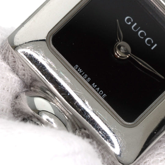 GUCCI Watches Quartz 1900L Stainless Steel , Stainless Steel Silver Square face black dial Women Used Authentic