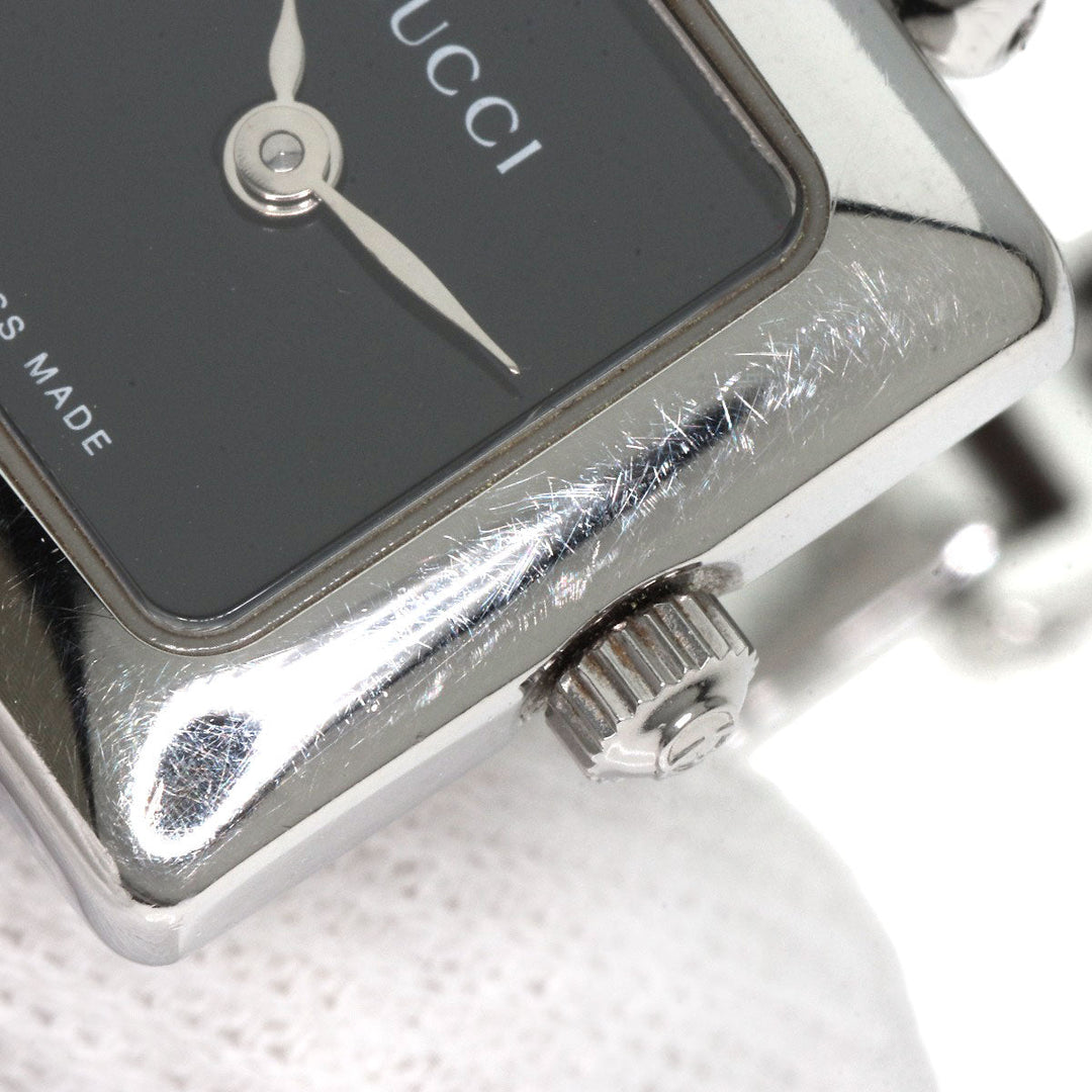 GUCCI Watches Quartz 1900L Stainless Steel , Stainless Steel Silver Square face black dial Women Used Authentic