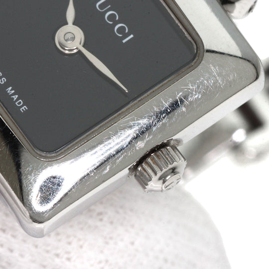 GUCCI Watches Quartz 1900L Stainless Steel , Stainless Steel Silver Square face black dial Women Used Authentic