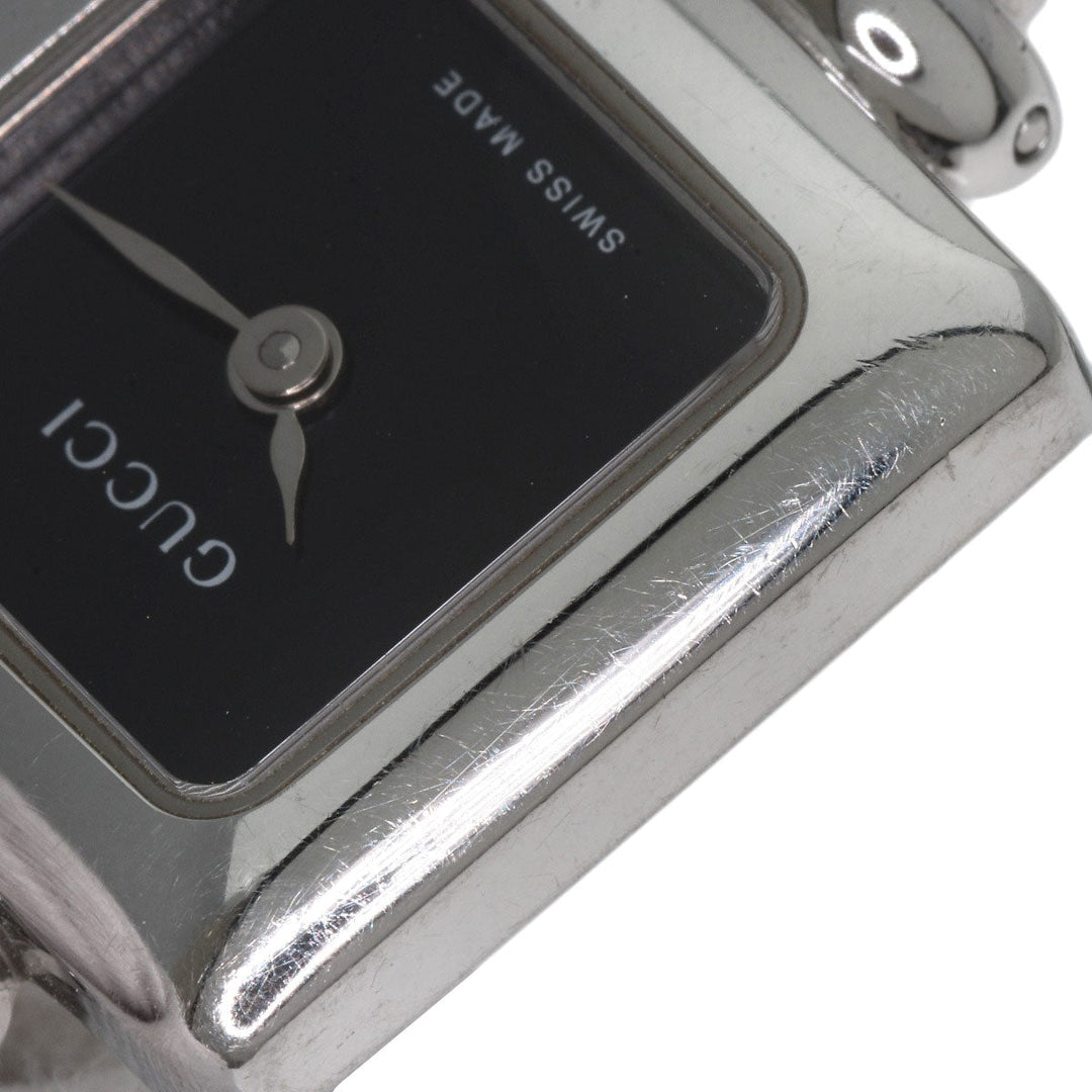 GUCCI Watches Quartz 1900L Stainless Steel , Stainless Steel Silver Square face black dial Women Used Authentic