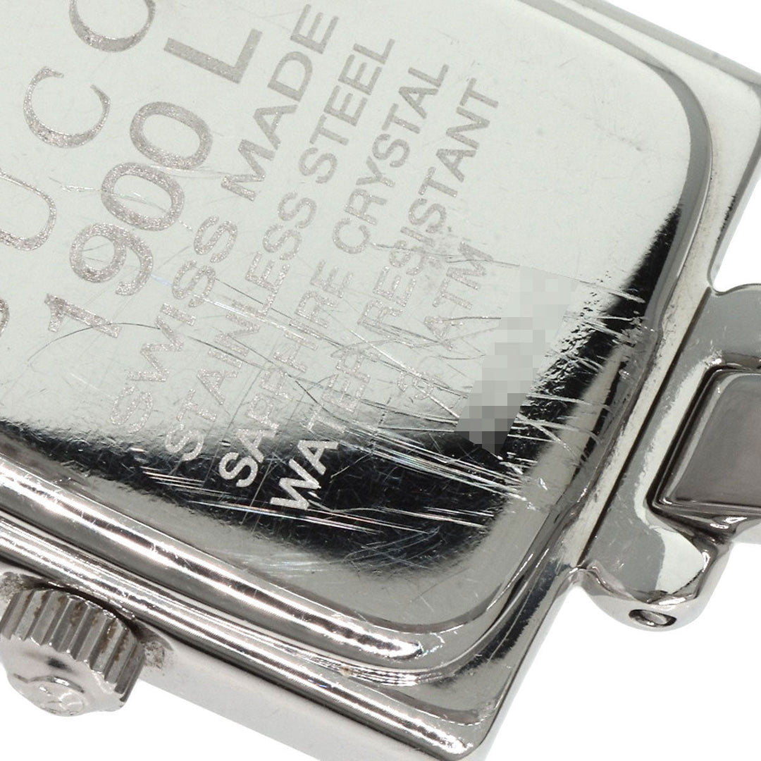GUCCI Watches Quartz 1900L Stainless Steel , Stainless Steel Silver Square face black dial Women Used Authentic