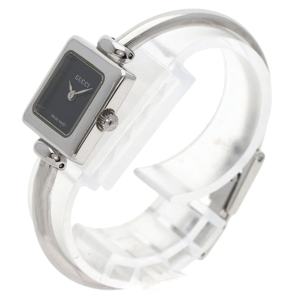 GUCCI Watches Quartz 1900L Stainless Steel , Stainless Steel Silver Square face black dial Women Used Authentic