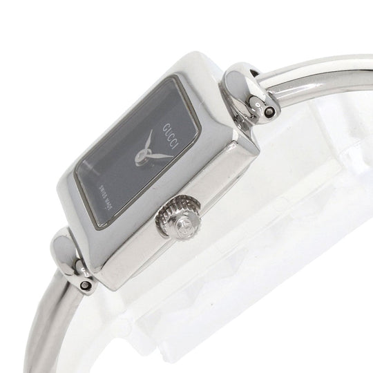 GUCCI Watches Quartz 1900L Stainless Steel , Stainless Steel Silver Square face black dial Women Used Authentic