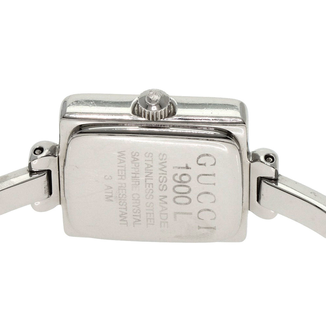 GUCCI Watches Quartz 1900L Stainless Steel , Stainless Steel Silver Square face black dial Women Used Authentic