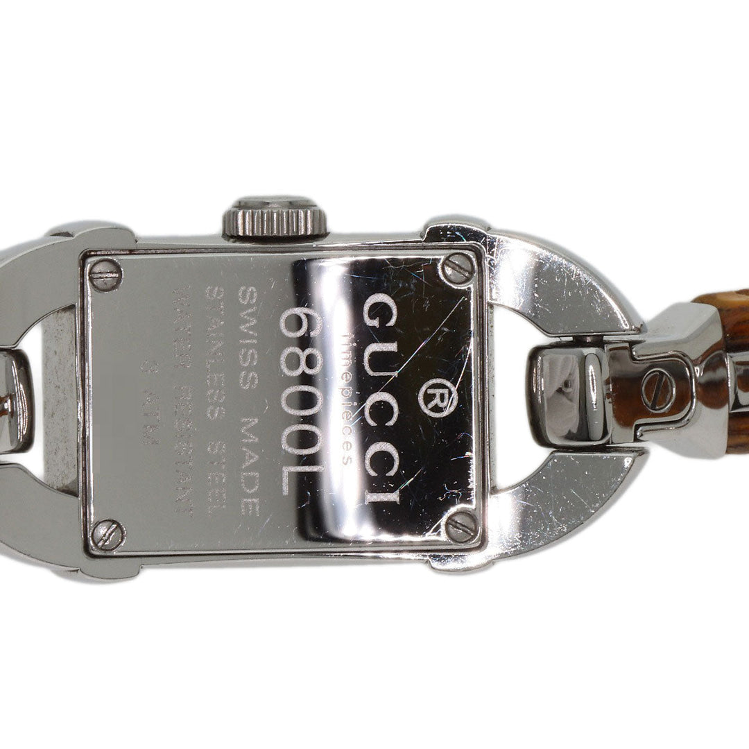 GUCCI Watches Quartz 6800L Stainless Steel, Bamboo Silver Bamboo black dial Women Used Authentic