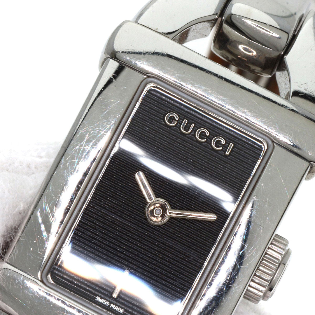 GUCCI Watches Quartz 6800L Stainless Steel, Bamboo Silver Bamboo black dial Women Used Authentic