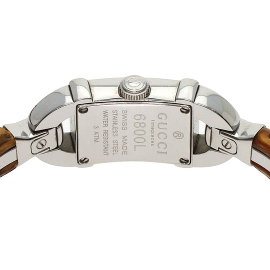 GUCCI Watches Quartz 6800L Stainless Steel, Bamboo Silver Bamboo black dial Women Used Authentic