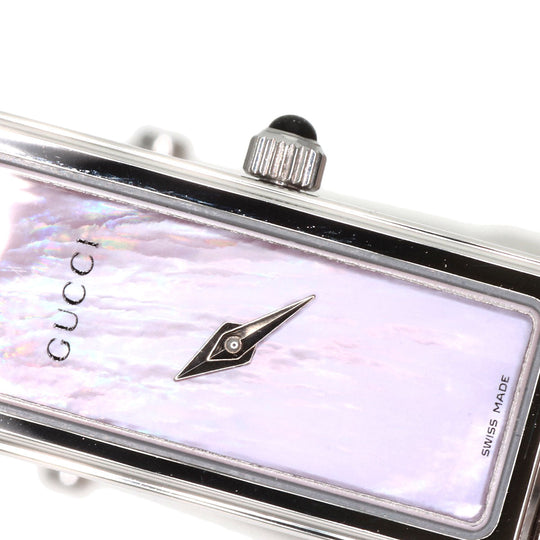 GUCCI Watches Quartz 1500L Stainless Steel , Stainless Steel Silver Square face Pink shell dial Women Used Authentic