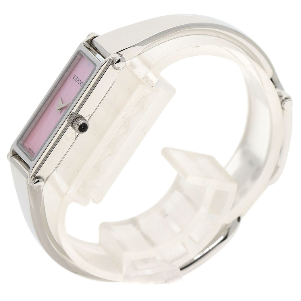 GUCCI Watches Quartz 1500L Stainless Steel , Stainless Steel Silver Square face Pink shell dial Women Used Authentic