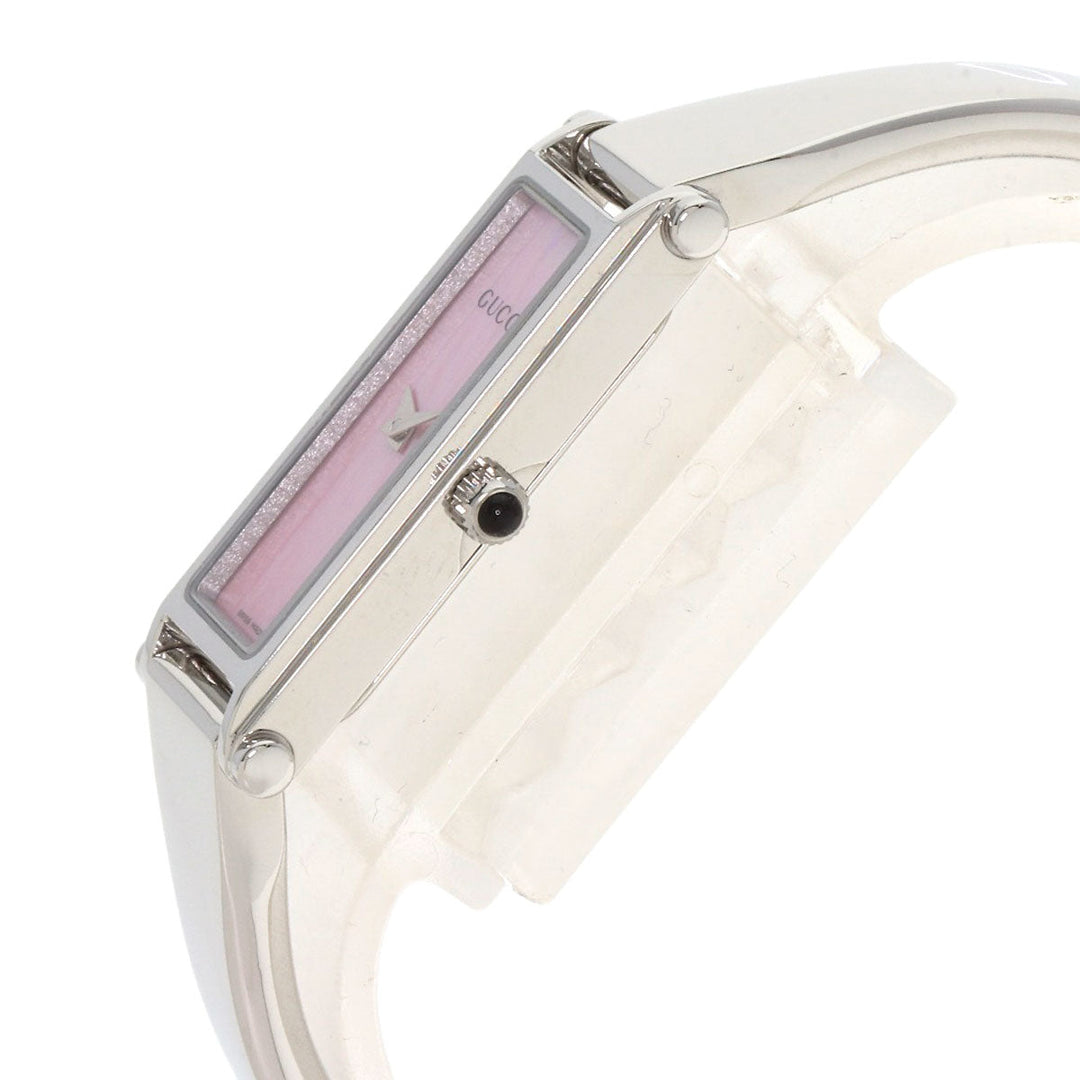 GUCCI Watches Quartz 1500L Stainless Steel , Stainless Steel Silver Square face Pink shell dial Women Used Authentic