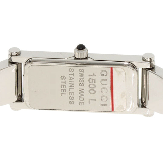 GUCCI Watches Quartz 1500L Stainless Steel , Stainless Steel Silver Square face Pink shell dial Women Used Authentic